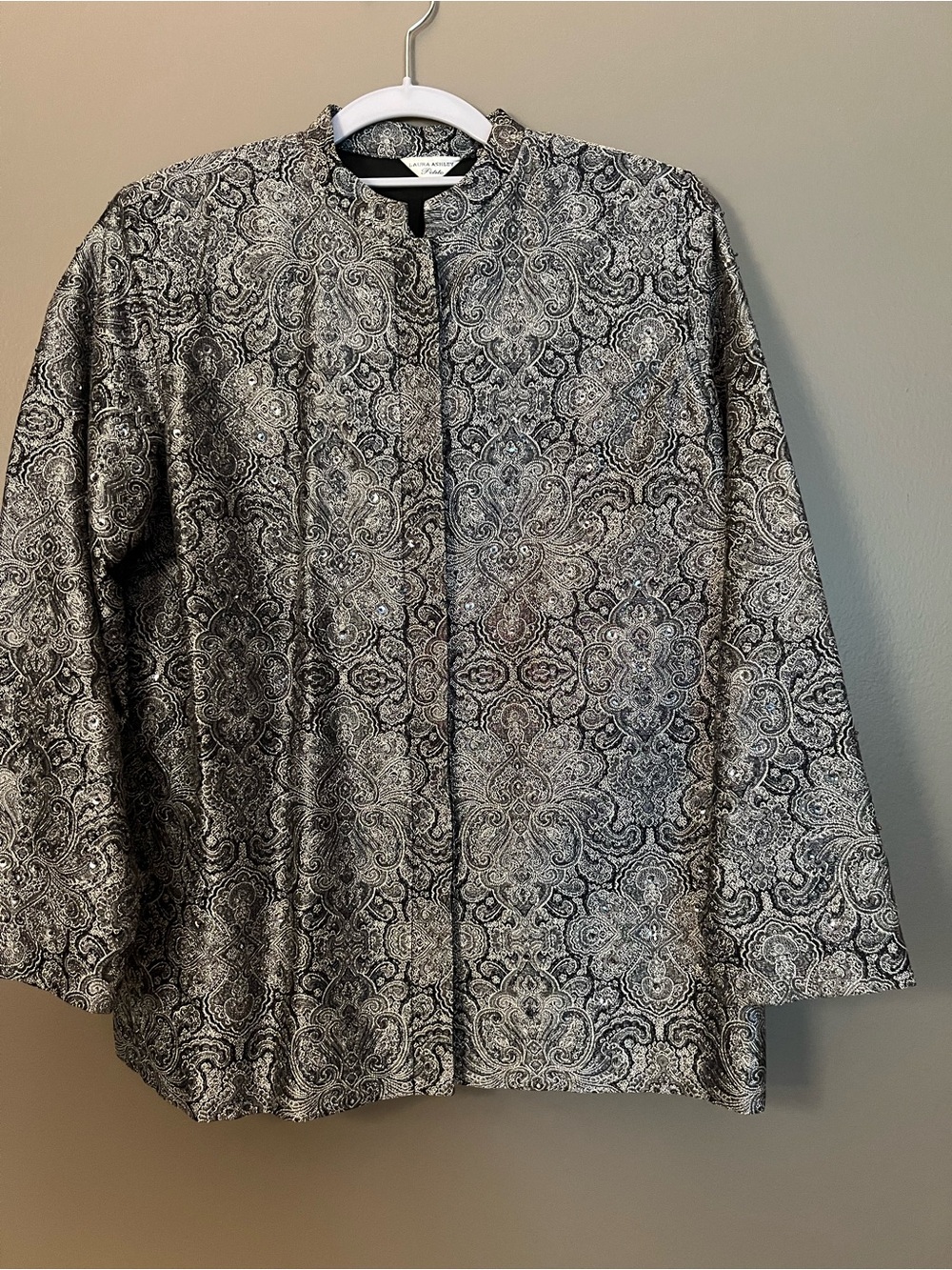 Laura Ashley Black and White Paisley Petite Jacket